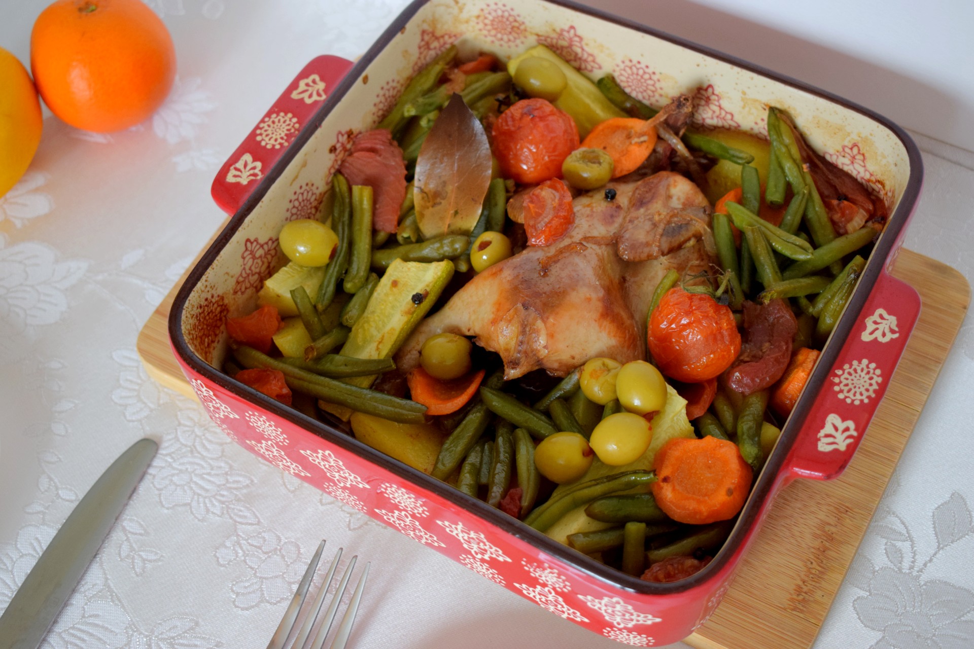 Oven-Baked Quail with Rustic Vegetables and Tomato–Soy Marinade